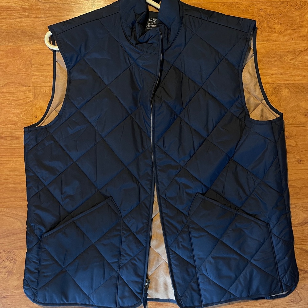 J Crew Quilted Vest Navy Men XL